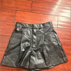 Zara Black Faux Leather Mini Short